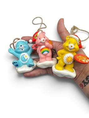 Vintage 2004 2005 Care Bears Christmas Ornament Set of 3 Resin Cheer Funshine